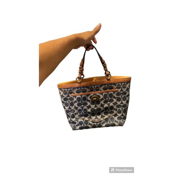 Coach VINTAGE Limited Edition Denim Leather mini Tote signature CCs Y2K suede - Picture 2 of 15